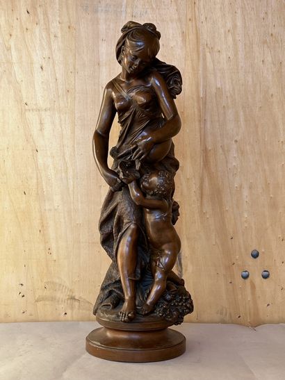 Statue in composition plated with copper...