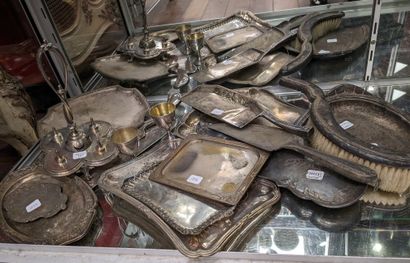 Set in silver plated metal, including: trays...