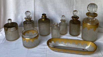 Parts of trimmings of toilet in frosted crystal,...