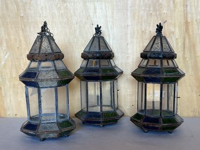 Luminaries: suite of three sconces in black...