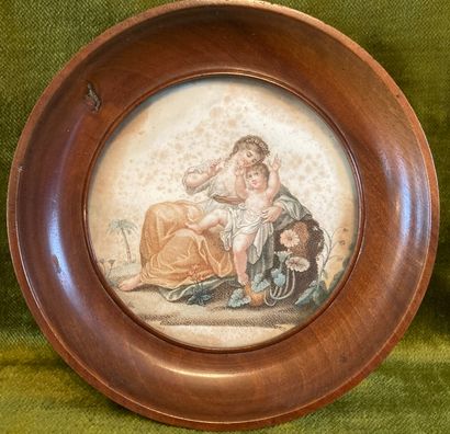 Set composed of : - a small round engraving...