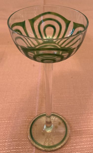 Suite of liqueur glasses, the chalice with...