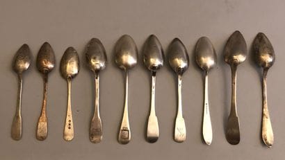 Set of ten small silver spoons (1925), uniplat...