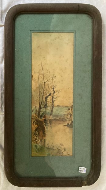Three watercolors and gouache, circa 1900:...