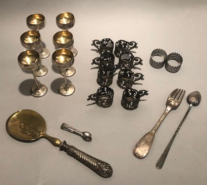 Set in silver plated metal, including: eight...