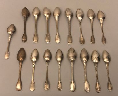 Seventeen small silver spoons (925), model...