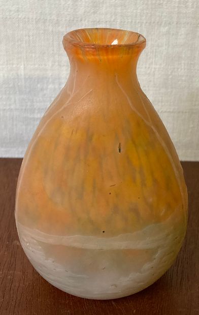 Small vase with flattened body of baluster...