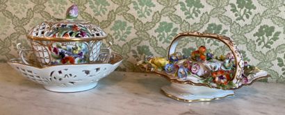 Two porcelain perfume burners decorated with...