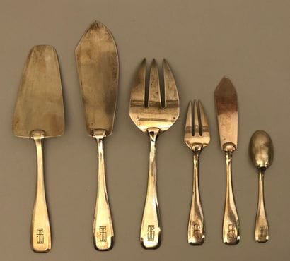 Set in silver (925), the handle with cut...