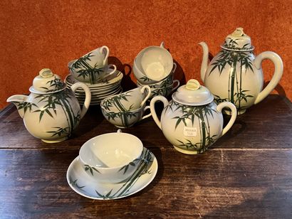 Porcelain tea set with bamboo decoration....