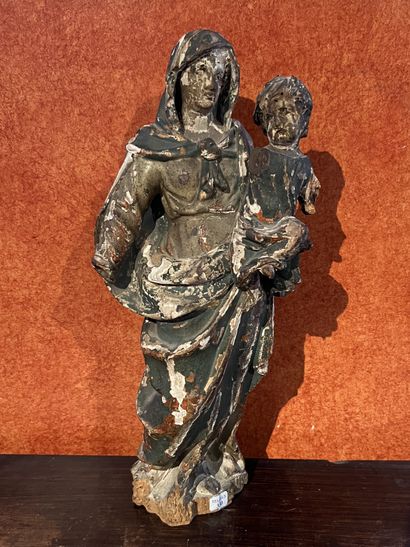 Statue of Virgin and Child in gilded carved...