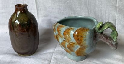 Sauceboat in enamelled earthenware polychrome...
