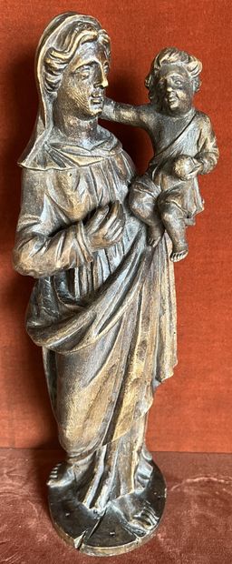 Statue of Virgin and Child in carved and...