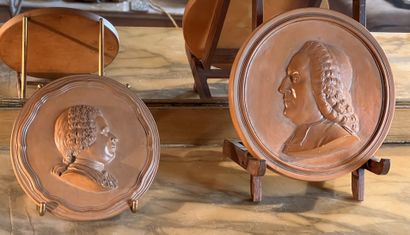 After Jean-Baptiste NINI. Two medallions...