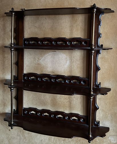 Wall shelf in mahogany, the four moving shelves...