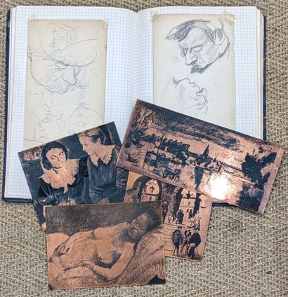 René THOMSEN (1897-1976): Drawing book, blue...