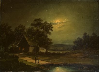 FRENCH SCHOOL OF THE XIXth CENTURY: TWO PEASANTS...