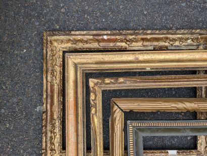 Set of five gilded wood frames, gilded or...