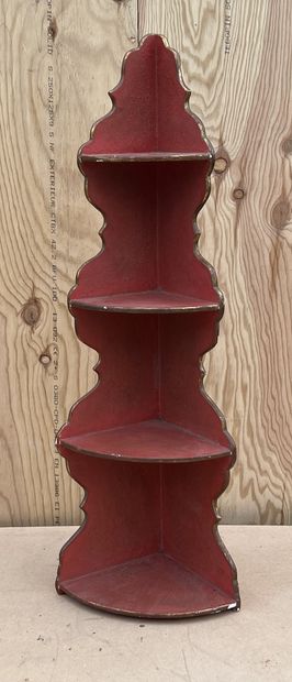 Large corner shelf to suspend in coral lacquered...