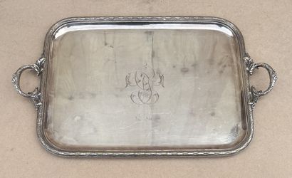 Serving tray in silver plated metal, the...