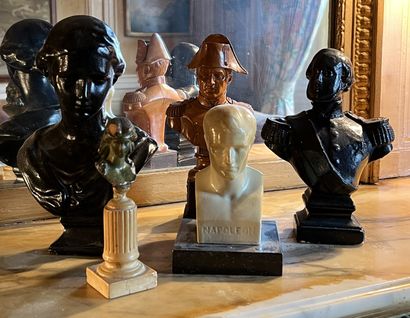 Set in composition: two busts of Napoleon;...