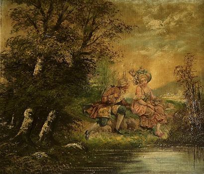 Chromolithography on canvas representing...