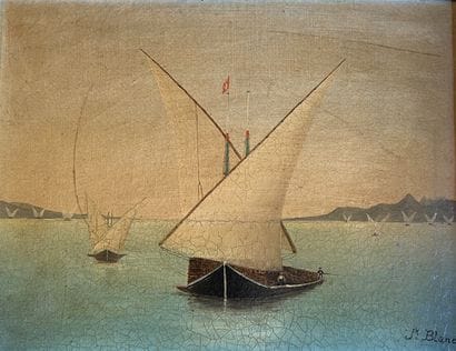 J.H. BLANC: FELUCCAS. Two oils on canvas,...