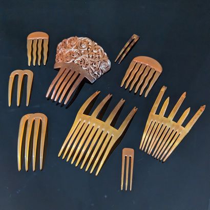 Set of combs and hair accessories in blonde...