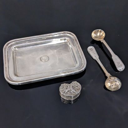 Small rectangular silver card tray (800),...