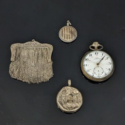 Silver set (925): LIP brand pocket watch,...