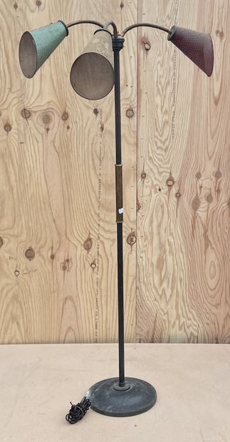 Floor lamp in brass and varnished brass,...