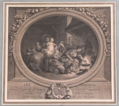 Pair of black engravings after Le Prince...