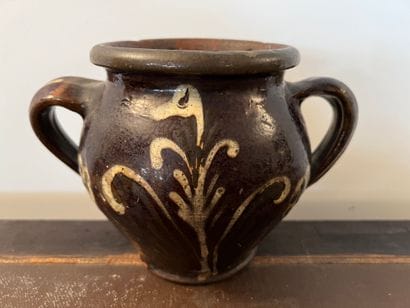 Earthenware pot with two handles, decorated...
