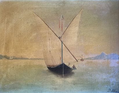 J.H. BLANC: FELUCCAS. Two oils on canvas,...