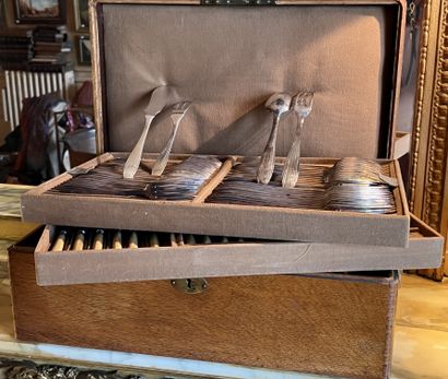 Part of a silver-plated cutlery set decorated...