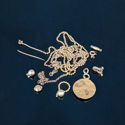 18K (750) yellow gold debris, chain, clasp,...