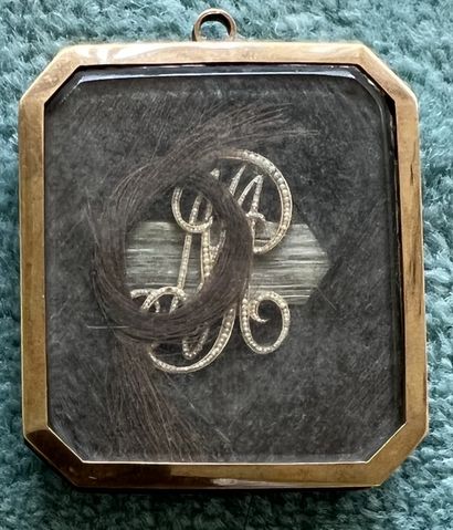 Rectangular miniature with cut sides, representing...