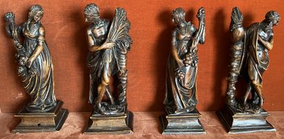 Suite of four statuettes in carved softwood...