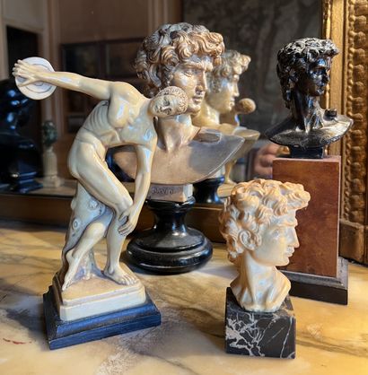Three busts of David, after Michelangelo,...