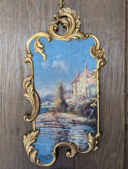 Pair of decorative terracotta plates with...