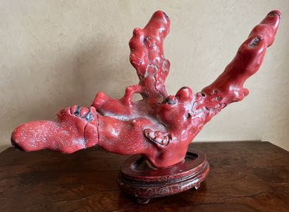 Large coral branch. H. 17 cm. Small accident....