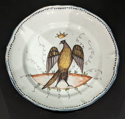 Large dish in enamelled earthenware, with...