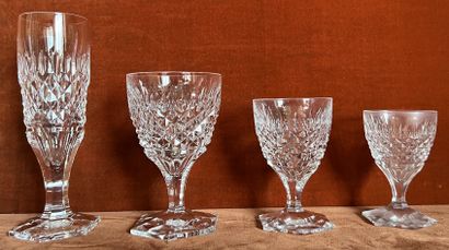 Part of service of crystal glasses with decoration...