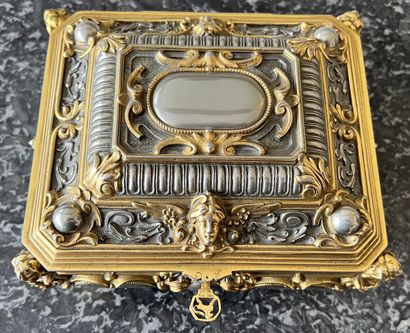 Jewelry box in bronze with gold and silver...