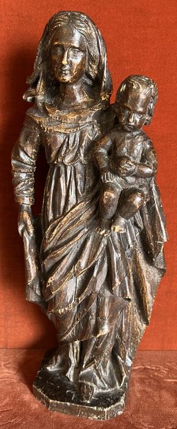 Statue of Virgin and Child in carved and...
