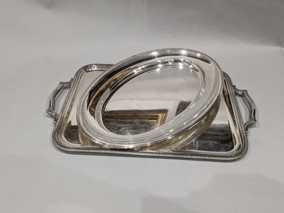 Silver plated metal with friezes of godrons:...