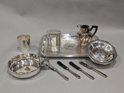 Silver plated metal: - small serving tray,...