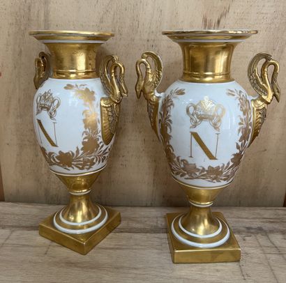 Pair of porcelain vases of baluster form...
