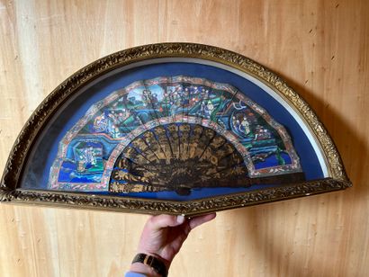 Fan, the leaf with gouache decoration of...