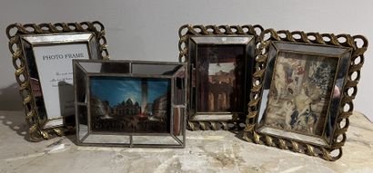 Suite of three frames in gilded composition...
